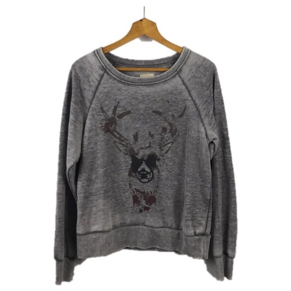 Roxy Sweaters - Roxy Gray Burn Out Deer Crew Neck Sweater Sz XL